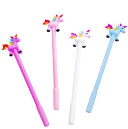 2021 16 Style Creative Cute Cartoon Unicorn Light Pen LED Lights Silica Head Gel Pen 0.5mm Office School Supplies Stationery Student Gift