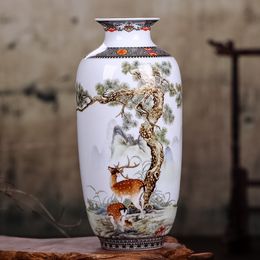 Jingdezhen Ceramic Vase Vintage Chinese Style Animal Vase Fine Smooth Surface Home Decoration Furnishing Articles 210310
