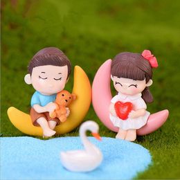 Moon Lovers Sweety Couples Miniature Figurines Doll Ornament Accessory Moss Micro Landscape Fairy Garden Decoartion Patio Lawn Garden)