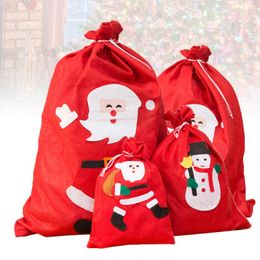 party themes decorations UK - Christmas Decorations 4 In 1 Theme Portable Candy Bag Cartoon Santa Pattern Gift Handbag Home Party Favors