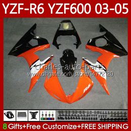 Motorcycle Bodywork For YAMAHA YZF600 YZF R 6 600 CC YZF-R6 Orange Black 2003 2004 2005 Cowling 95No.164 YZF R6 600CC YZF-600 03-05 Body YZFR6 03 04 05 OEM Fairing Kit