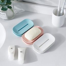 Unique Soap Dishes Bathroom Colourful Soap Holder Plastic Double Drain Soap Tray Holder Container for Bath Shower Bathroom SN3748