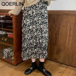 OL Women Korean High Waist Gentle Sweet Streetwear Loose Florals Chic Fashion Chiffon Print Elegance Skirts 210601