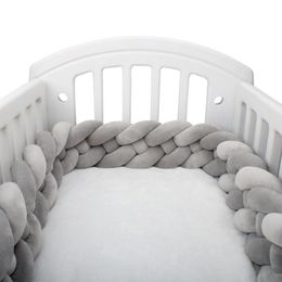 Bedding Sets 2M Bumper Bed Braid Knot Pillow Cushion Solid Colour For Infant Crib Protector Cot Room Decor Drop Ship 240422