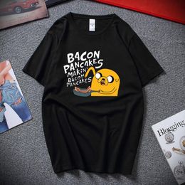 bacon t shirts NZ - Fashion Style Cotton Short Sleeves Mens Tops Adventure Time Jake And Finn Bacon Pancakes Black White T Shirt Tee