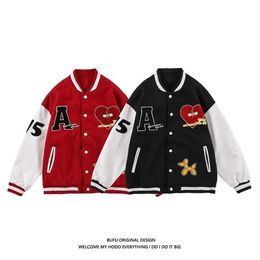 Embroidered Jacket Women Retro Hip Hop American Coat Street Baseball Uniforms Men and Embroidery Lovers Autumn 211014