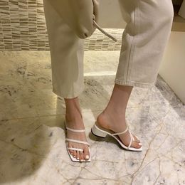 low heeled white sandals UK - Dress Shoes For Women Sandals White Ladies And Heels Casual Low Heel Slippers Summer Womens Femmes Sandales