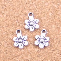 200pcs Antique Silver Plated Bronze Plated double sided flower Charms Pendant DIY Necklace Bracelet Bangle Findings 12*9mm