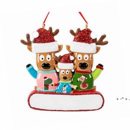 Christmas Reindeer Pendant Resin Hanging Ornaments Family Of 2 3 4 5 Xmas Tree Decoration PCrafts With String Assorted Pendants LLD12255