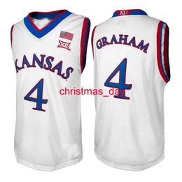 Stitched Custom Kansas Jay Devonte' Graham #4 Retro Basketball White Jersey Men Women Youth Jerseys XS-6XL