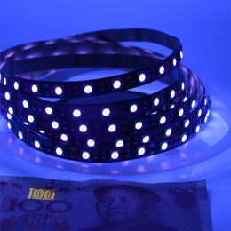 UV Flexible LED Strip light 5m SMD 2835 12V 60leds/m 395-405nm Ultraviolet Waterproof Non-waterproof Purple Light