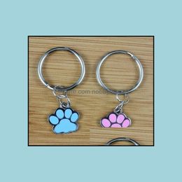 Key Rings Jewellery 50Pcs Vintage Siers Charms Mixed Enamel Dog&Cats Footprints Keychain Ring For Keys Car Diy Bag Chain Aessories N1591 Drop