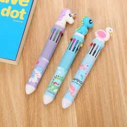 10 Colours Cute Animal Cartoon Ballpoint Pen School Office Supply Stationery Multicoloured Pens Colourful Refill Gift Ballpoint Pens 0029