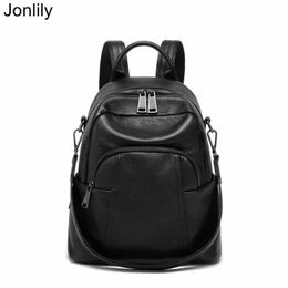 Jonlily Women Genuine Leather Shoulder Bag Female Fashion Travel Backpack City Pack Elegant Commuter Bag Teens Daybag -kg521 Q0528