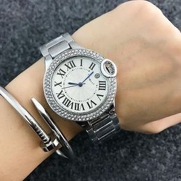 Fashion Brand Watches Women Girl Crystal Dial Metal Steel Band Quartz Wrist Watch Clock CA04