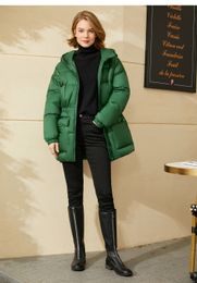 2021 kadın kış ceket kalın aşağı ceket cebi pamuk sıcak bel orta uzun moda kalitesi üzerinde
