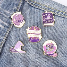 Wholesale Jewelry square witch purple color Enamel Brooches Pin for Women Fashion Dress Coat Shirt Demin Metal Funny Brooch Pins Badges Promotion Gift 2021 New Design jewelry