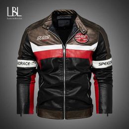 LBL Winter Faux Leather Moto Jacket Men Fleece Warm Coats Fashion Motorcycle Jackets Casual Mens Biker PU Leather Jackets 211009