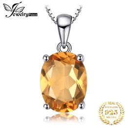 Natural Citrine Pendant 925 Sterling Silver Gemstones Choker Statement Necklace Women silver 925 Jewellery No Chain