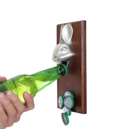 Magnetic beer bottle opener Fridge stick Creative Rabbit head bottle opener Metal lid openers Wall vintage wine openers