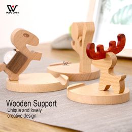 2023 Newest Creative Animal Lazy Holders Universal Bracket For iPhone 11 12 XS XR Wood Stand Holder Wooden Cell Phone Accessories