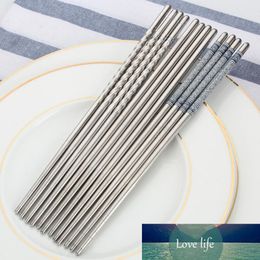 Fashion 3 Pairs Stainless Steel Reusable Flower Printed Non-slip Chopsticks Tableware Kitchen Accessories Supplies Products