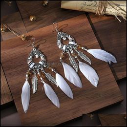 Dangle & Chandelier Earrings Jewelry S2548 Bohemian Fashion Womens Feather Tassels Romantic Retro Female Ornaments Beaded Drop Delivery 2021