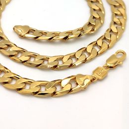 18 K Real Solid Yellow Gold Filled Fine Cuban Curb Italian Link Chain Necklace 20" Men's Women 10mm