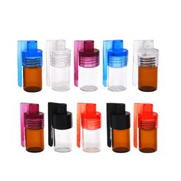 Smoking Accessories 36mm Bullet Rocket Style Glass Bottle With Acrylic Cap Spoon Acrylic Snuff Snorter Glass Plastic Snuff Snorter