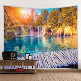 Tapestries Size Wall Tapestry Beautiful Forest Hanging Waterfall Decor Hd Scenery Beach Towel Nature Tenture Mural Room Mandala