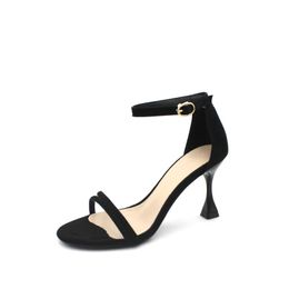 South Korea 2021 new sandals female stiletto summer word belt sandals round head rubber sole non-slip female high-heeled shoes