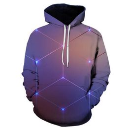 Spring 3D Geometric Patterns Hoodies Men Print Irregular Pattern Fashion Sweatshirt Hit Color Block Hoodie Casual Hoody Clothing