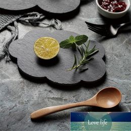 New Arrival Natural Slate Leaf Dinner Plate Solid Stone Steak Dish Sushi Barbecue Cheese Pizza Fruit Flat Food Tea Tray