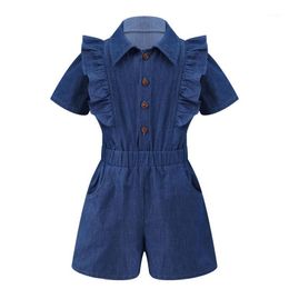 Jumpsuits Kids Girls Denim Jumpsuit Summer Cotton Loose Shorts Korean Style Baby Overalls Children Clothes Teenage Casual Rompers