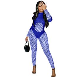 Women Patchwork Print Bodycon Rompers Fashion Trend Long Sleeve Slim Lingerie One Piece Jumpsuits Designer Female High Waist Casual Bodysuits