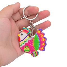 Cute Cartoon Acrylic Keychains Creative Easter Hen Animal Key Chain Jewellery For Women Kids Girls Gift Car Accessory