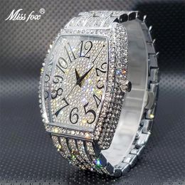 Wristwatches MISSFOX Genuine Big Dial With Shiny Ice Out Diamond Japanese- Brand Watch For Men Luxury Selling Saudi Arabia Free Ship