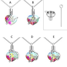 Pendant Necklaces Rainbow Crystals Heart Cremation Urn Necklace For Ashes Charm Memorial Keepsake JewelryPendant