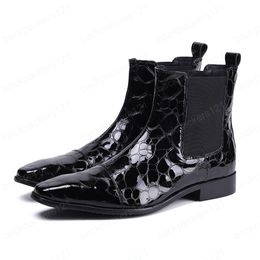 British Black Genuine Leather Men Boots Fashion Party Boots Slip On Motorcycle Ankle Boots Male Shoes