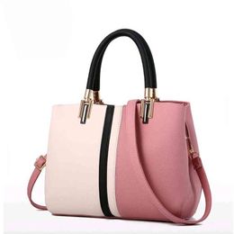 2021 hot selling fashional contrast color ladi girls shoulder tote bags pu leather handbag for womenN2Q6