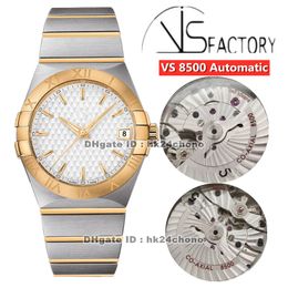 2021 VS 38mm Stainless Steel Cal.8500 Automatic Mens Watch 123.20.38.21.02.009 White Dial 18K Gold Steel Two-tone Bracelet Gents Watche