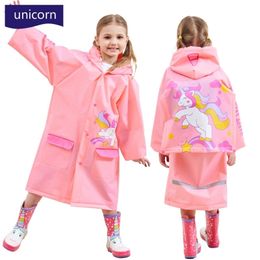 Cartoon Animals Flamingo,unicorn Raincoat for Girls Boys Waterproof Lovely Rain Coat for Kids Rainwear Outdoor Rain Tools YY052 Y200324