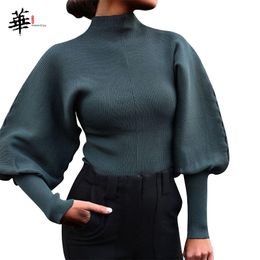 Turtleneck Woman Sweaters Fall Long Sleeve Knitted for Women Winter Clothe's Crop Top Jumper Cropped Sweater 210805
