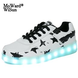 Size 30-44 Glowing Sneakers for Kids & Adult LED Shoes with Lighted up Sole LED Slipper for Children Boys Girls Luminous Shoes 210303