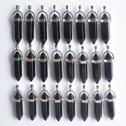 Natural Stone charms black obsidian bullet shape charms point Chakra pendants for jewelry necklace earrings making