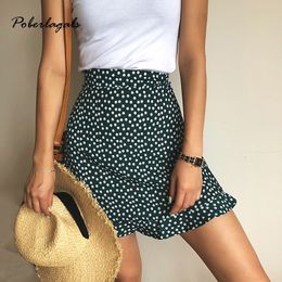 Summer beach boho sexy mini female 2021 womens Casual floral Printed ruffles hem High-Waist skirt skirts for women 210309