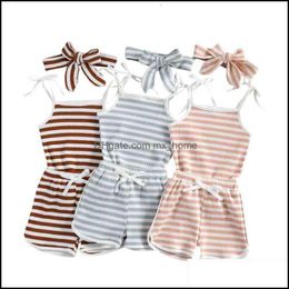 Clothing Sets Baby & Kids Baby, Maternity Wallarenear 0-4Years Toddler Girl Summer 3Pcs Set Sleeveless Striped Top Vest Shorts Headband Fash