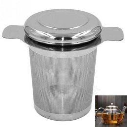 Fine Mesh Tea Strainer Lid Tea and Coffee Philtres Reusable Stainless Steel Tea Infusers Basket with 2 Handles DAC13