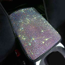 Rhinestone Crystal Armrests Cover Pad Vehicle Centre Console Arm Rest Box Cushion Diamond Girls Car Interior Accessories