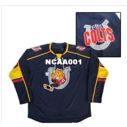 Real 001 real Full embroidery Personalized Customize Barrie Colts Hockey Jersey or custom any name or number Hockey Jersey